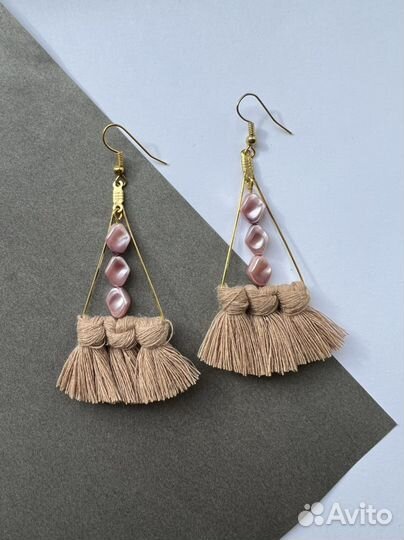Серьги бохо этно макраме