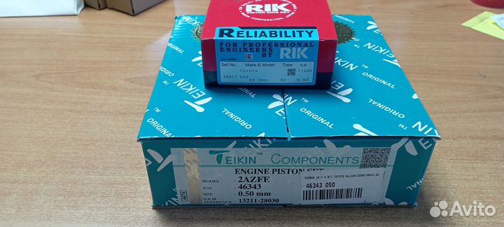 Поршни ремонтные Teikin 0,50 и 1,00 Toyota 2azfe