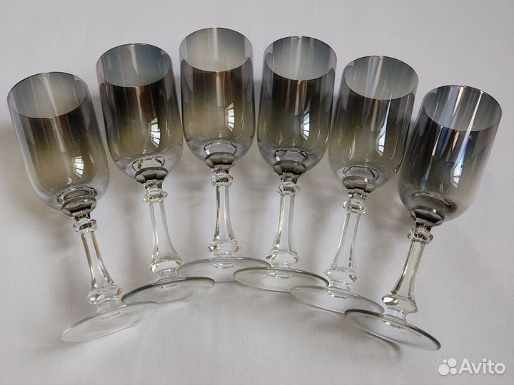 Фужеры дымчатый хрусталь СССР