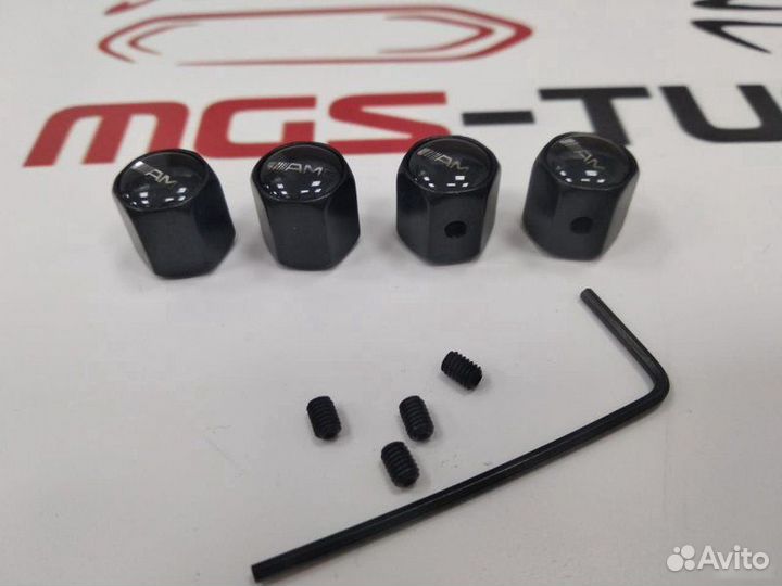 Колпачки на ниппели AMG с защитой от кражи Black