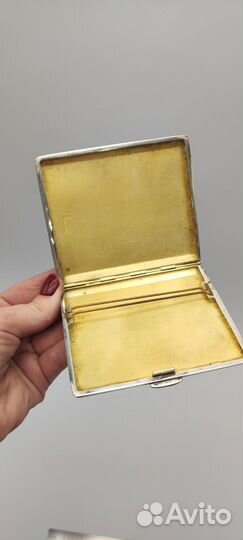 Портсигар серебрение нач. XX в. Н1618 Размер и сос