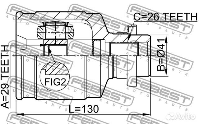 Febest 0411-CU204WD ШРУС внутренний