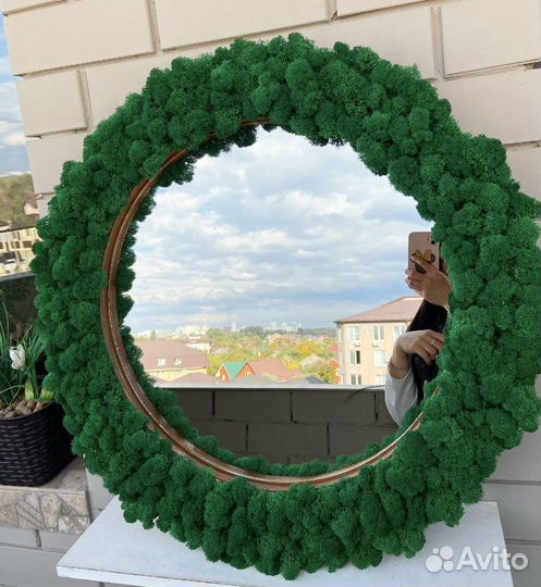 Стабилизированный мох. Зеркало интерьеное