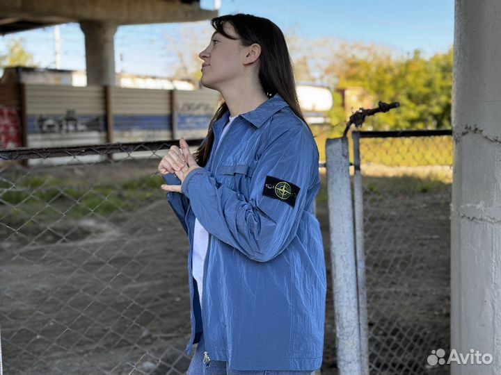 Ветровка Синего Цвета Stone Island Nylon Metal