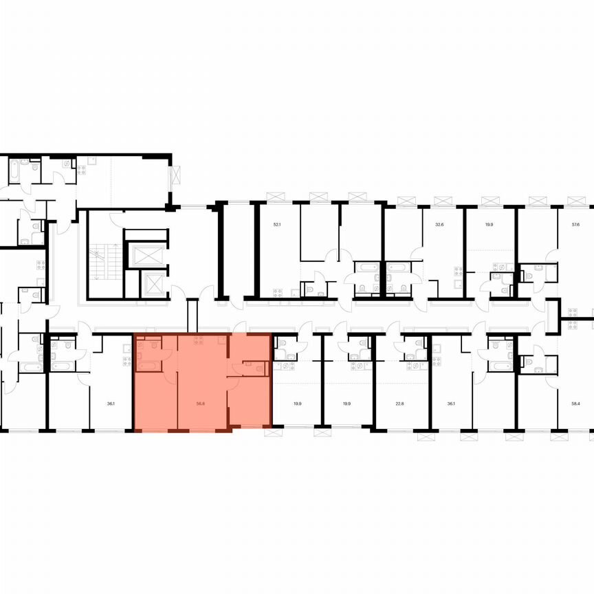 2-к. квартира, 56,8 м², 7/11 эт.