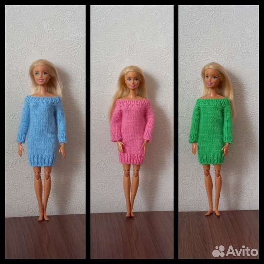 Вязаная одежда для куклы Барби туника