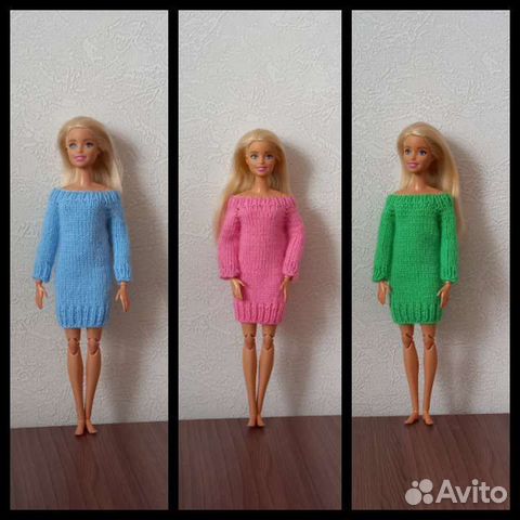 Вязаная одежда для куклы Барби туника