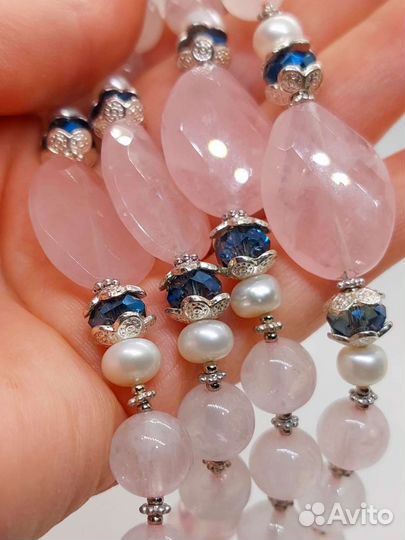 Колье Розовый кварц