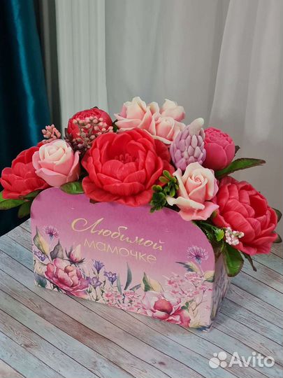 Букет пионов из мыла