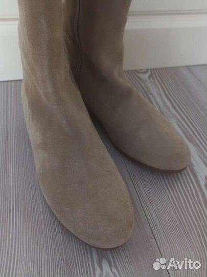 Сапоги Max mara 39 замшевые бежевые, оргинал