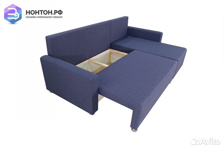 Диван угловой еврокнижка Челси 2 синий