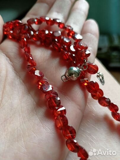 Комплект украшений рубиновое стекло гранат колье