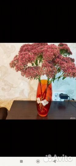 Ваза из цветного стекла с ручной росписью