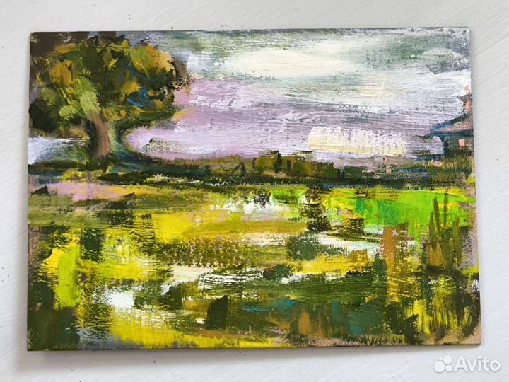 Картина пейзаж маслом миниатюра эскиз
