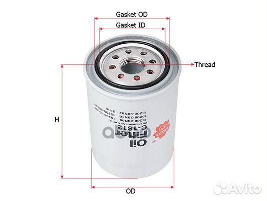 Фильтр масляный C1812 Sakura