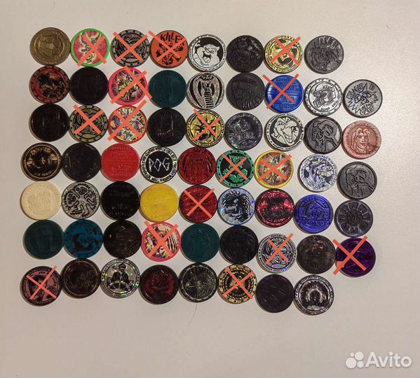 Биты, фишки, кепсы, сотки 90е