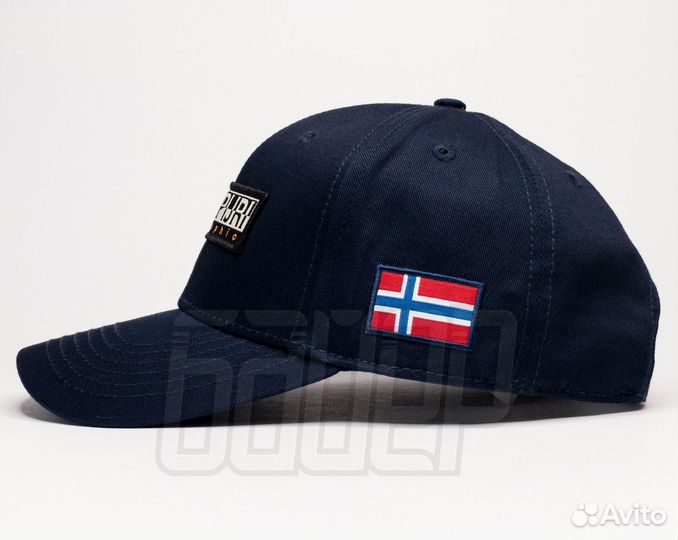 Кепка бейсболка Napapijri синяя с флагом