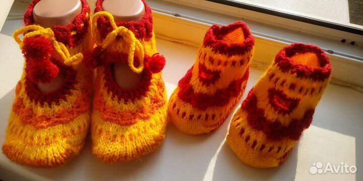 Вязаные следки-тапочки взрослыедетскиеручнаяработа