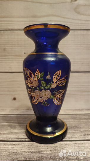 Ваза Синие Стекло Чехословакия Винтаж