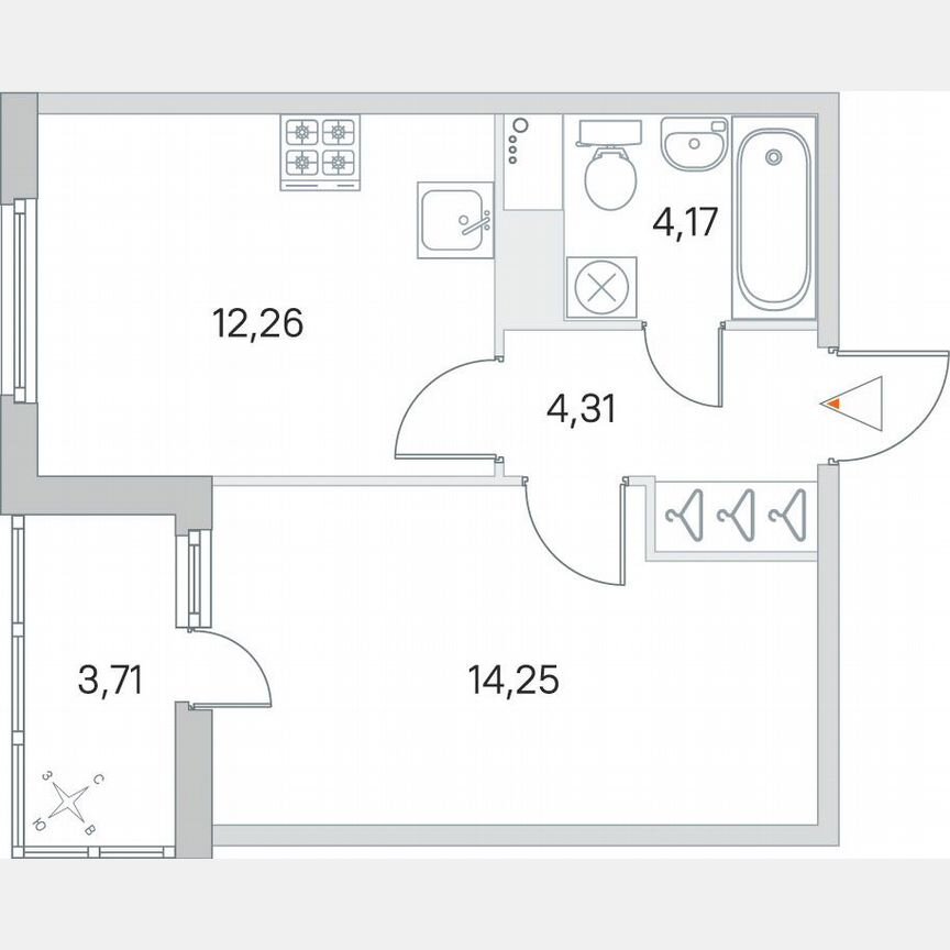 1-к. квартира, 36,9 м², 7/8 эт.