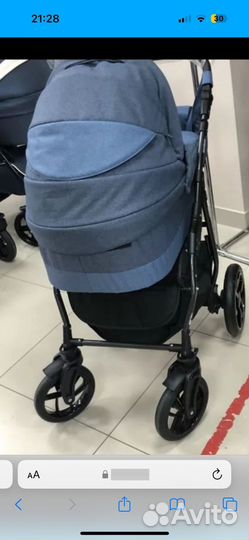 Коляска retrus rocky 2 в 1 (сер/ синий лен)