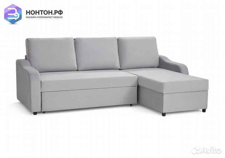 Диван угловой дельфин Лагос светло-серый