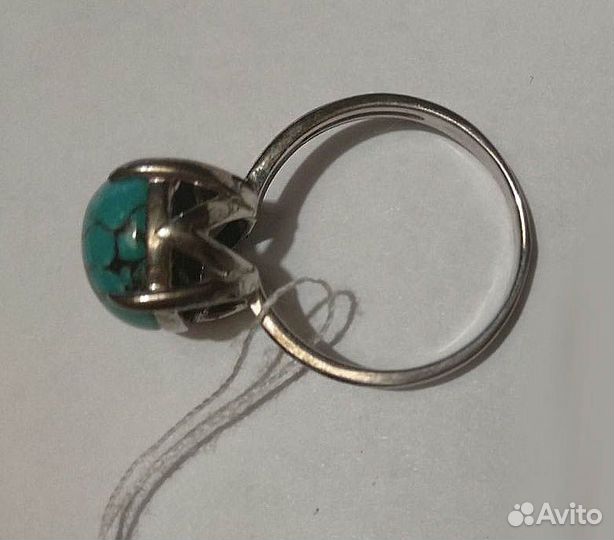 Серьги с перстнем бирюза