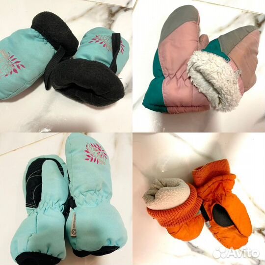 Варежки зимние детские краги 3-4года