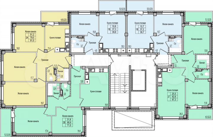 2-к. квартира, 71,5 м², 8/10 эт.