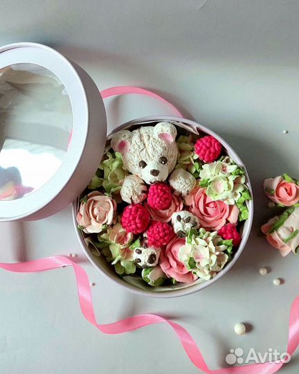 Цветы из зефира в коробочке