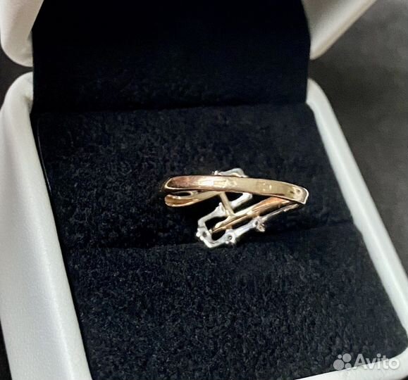 7 бриллиантов Кольцо красное + белое золото