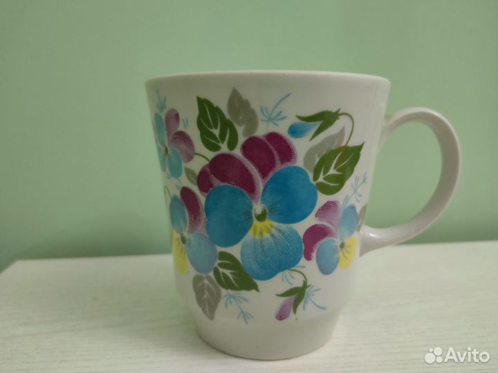 Чашка гигант. Анютины глазки. Дулево. СССР