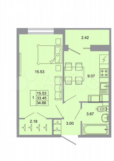 1-к. квартира, 34,7 м², 10/20 эт.