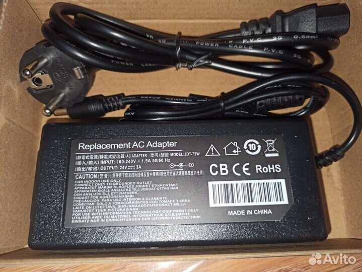 Блок питания 24в 3а штекер(5,5*2,5)