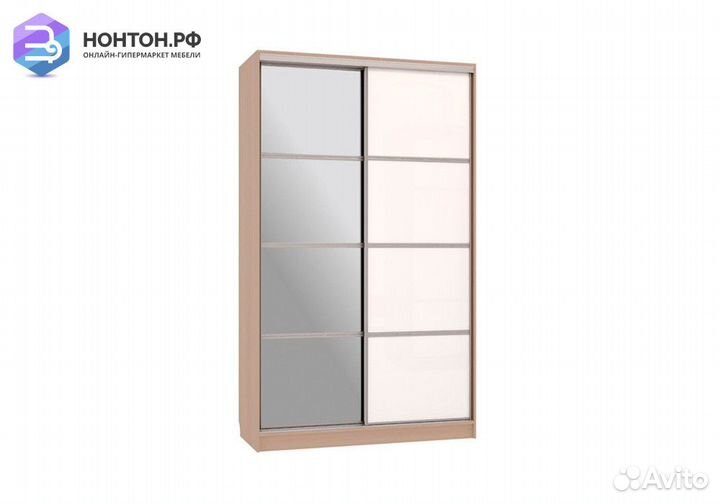 Шкаф-купе Рио 2-600 с зеркалом дуб млечный / белый