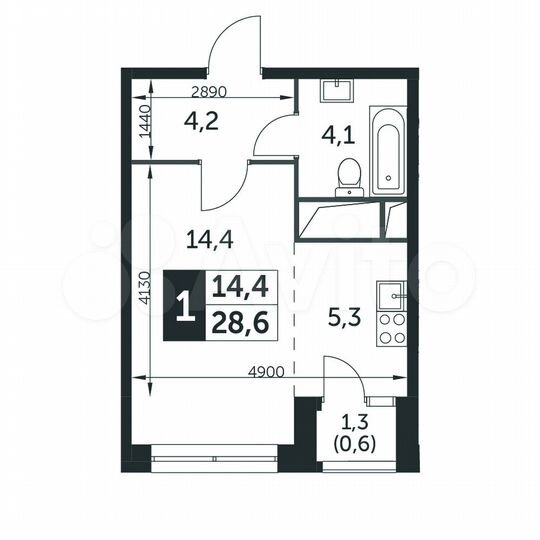 Квартира-студия, 28,5 м², 22/22 эт.
