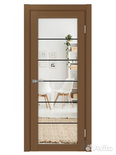 Дверь межкомнатная асс 501.2 зеркало (черные молди