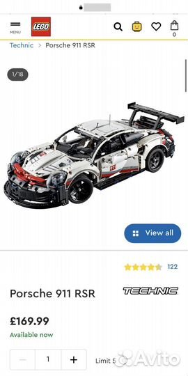 Lego technic - Porsche 911 rsr, оригинал
