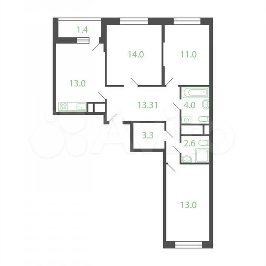 3-к. квартира, 77 м², 17/17 эт.