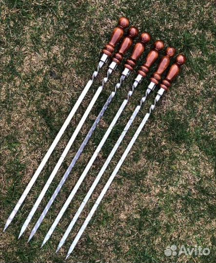 Шампур из нержавейки 3мм с деревянной ручкой