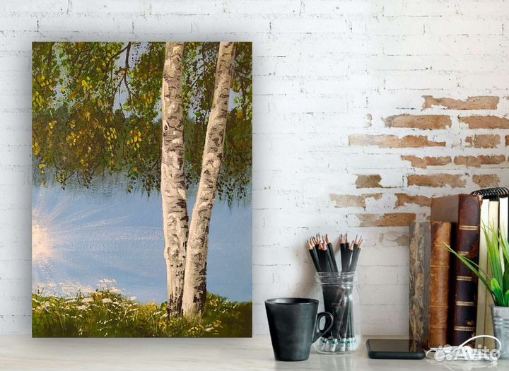 Картина акрилом Берёзы