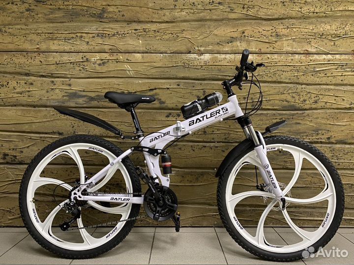 Велосипед на литых дисках складной белый