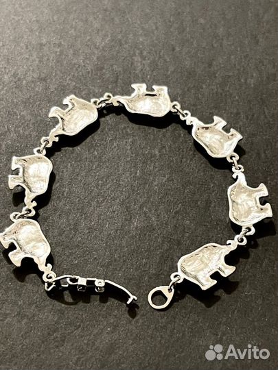 Браслет слоники голубой перламутор