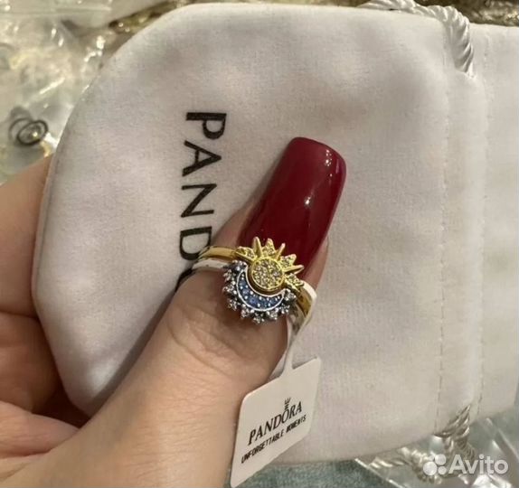 Pandora кольцо парные солнце луна