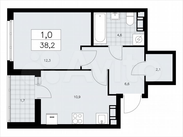 1-к. квартира, 38,2 м², 7/9 эт.