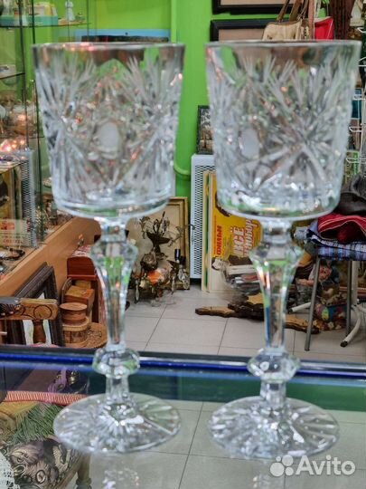 Хрустальные фужеры-кубки, СССР, высота 23 см