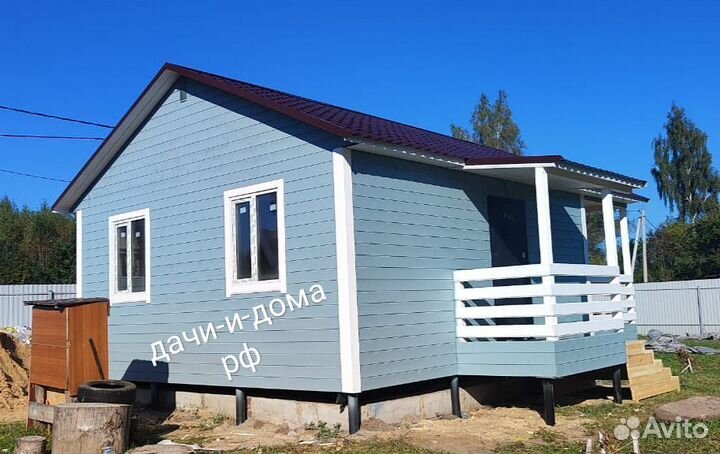 Каркасный дом 6х6 с террасой Г