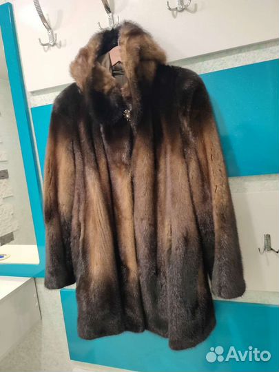 Шуба норковая с капюшоном