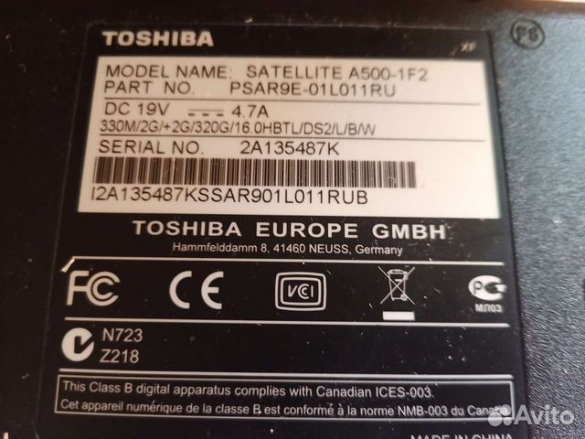 Toshiba i-3 GF310m объявление продам