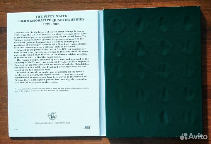 Коллекционные монеты из США 25 центов (50 штатов)